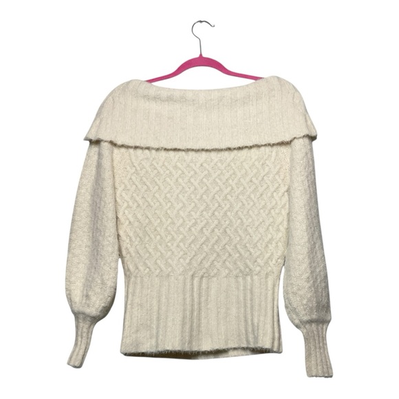 Women’s NWOT By Anthropologie Margo Off The Shoulder Puff sleeve sweater, size s - Picture 2 of 4